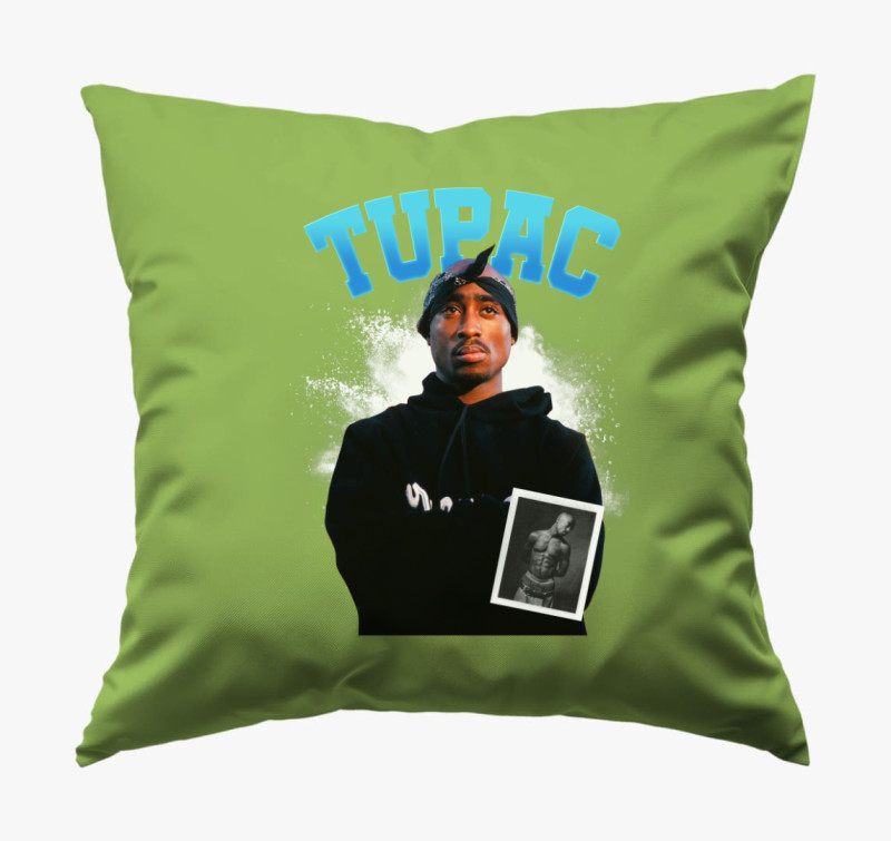 Tupac fénykép párna — Zöld