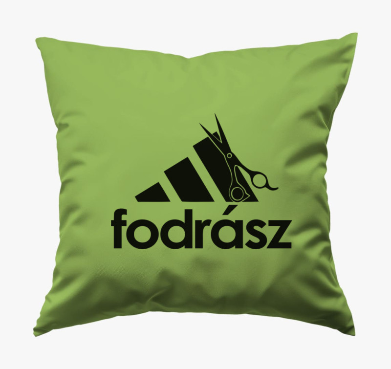 Fodrász márkás párna — Zöld
