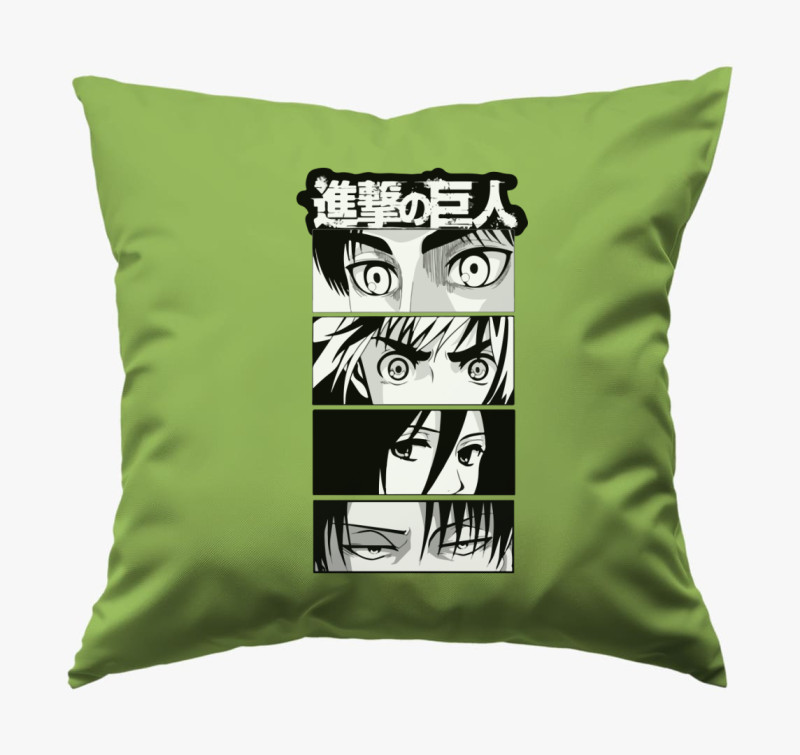 Attack on Titan csapat felirat párna — Zöld
