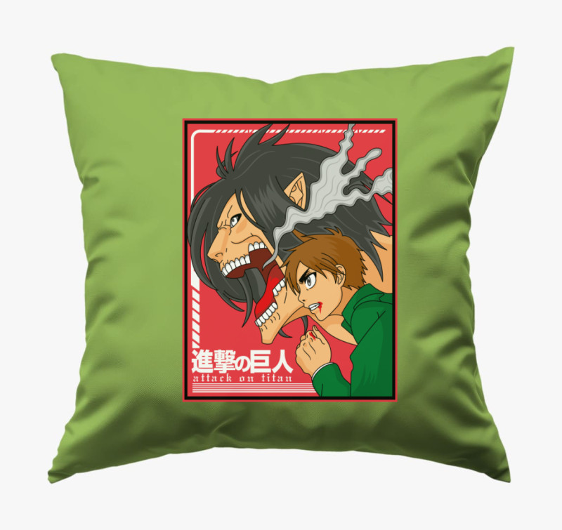 Attack on Titan Eren Yeager formái párna — Zöld