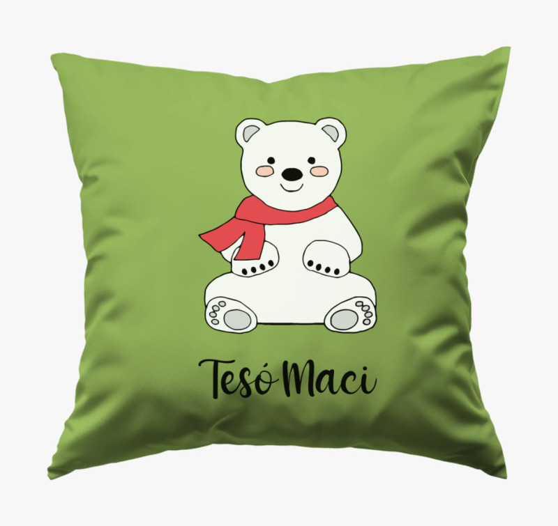 Tesó maci karácsonyi párna — Zöld