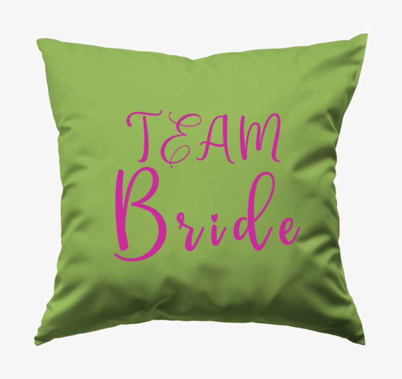 TEAM Bride pink szivecske párna — Zöld