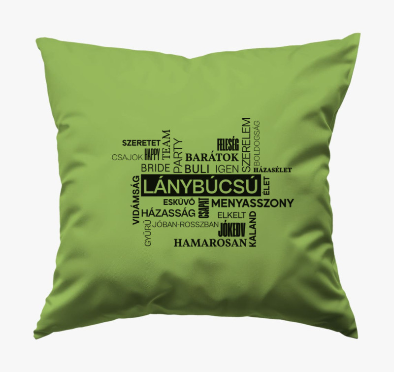 Szófelhős lánybúcsú párna — Zöld