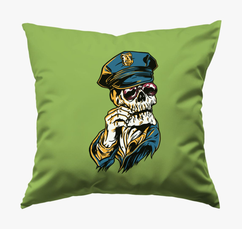 Skeleton Officer párna — Zöld