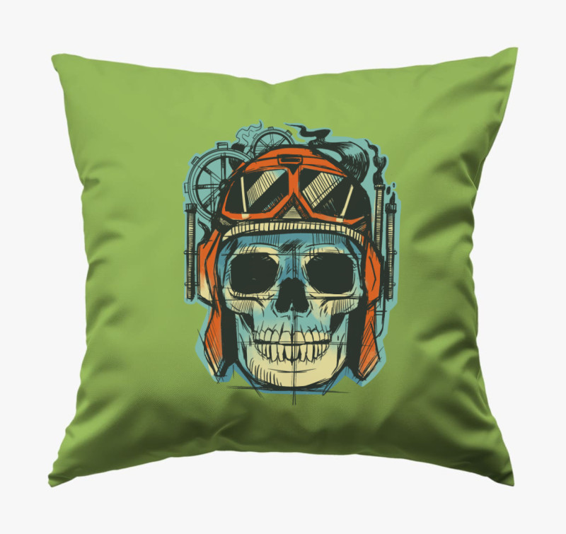 Gear Skull párna — Zöld