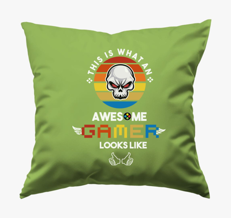 Awesome Gamer párna — Zöld