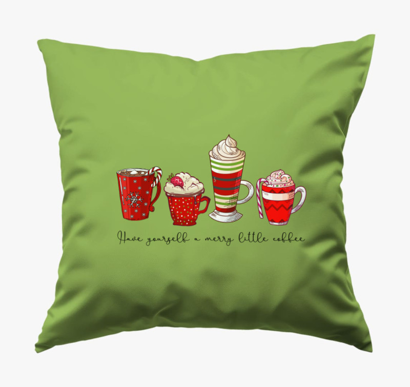 Merry coffee párna — Zöld