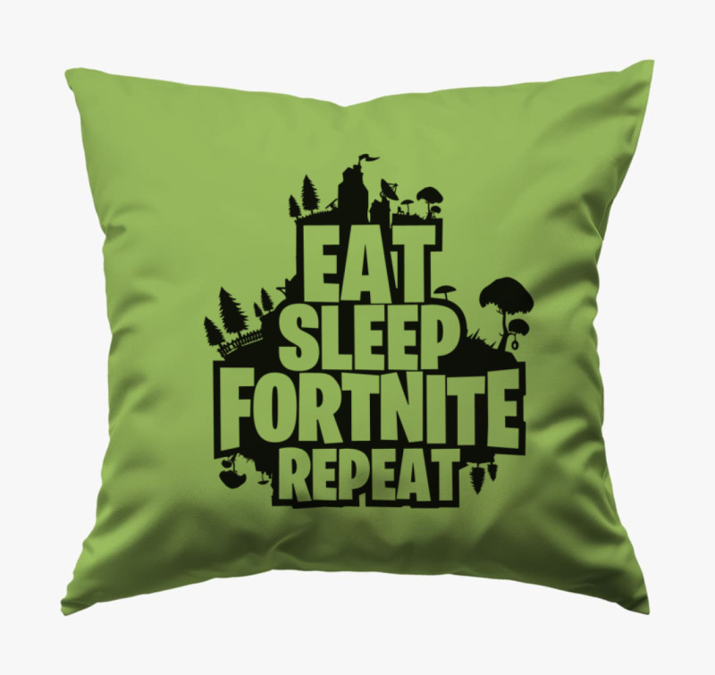 Eat sleep fortnite repeat párna — Zöld