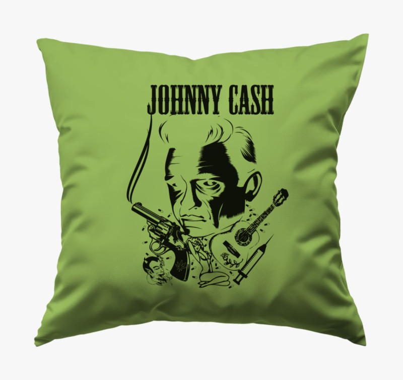 Johnny cash párna — Zöld