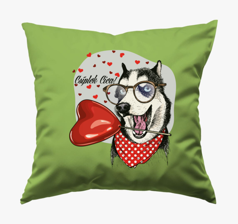 Huskys Valentin napi párna — Zöld