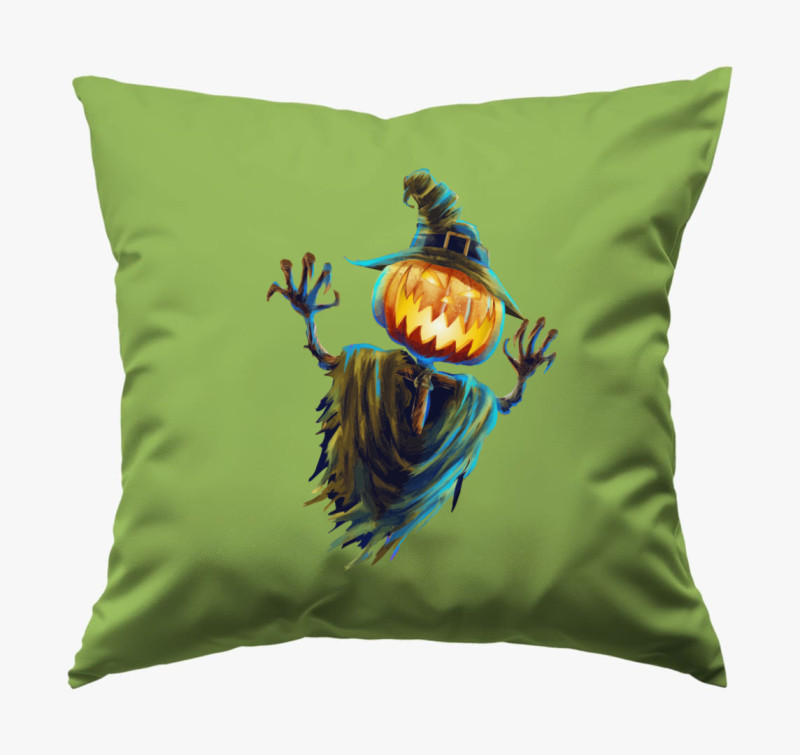 Madárijesztő halloween párna — Zöld
