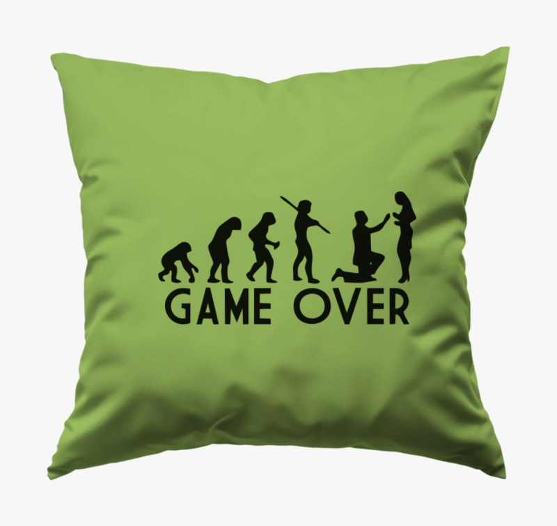 Férfi evolúció - Game over legénybúcsús párna — Zöld