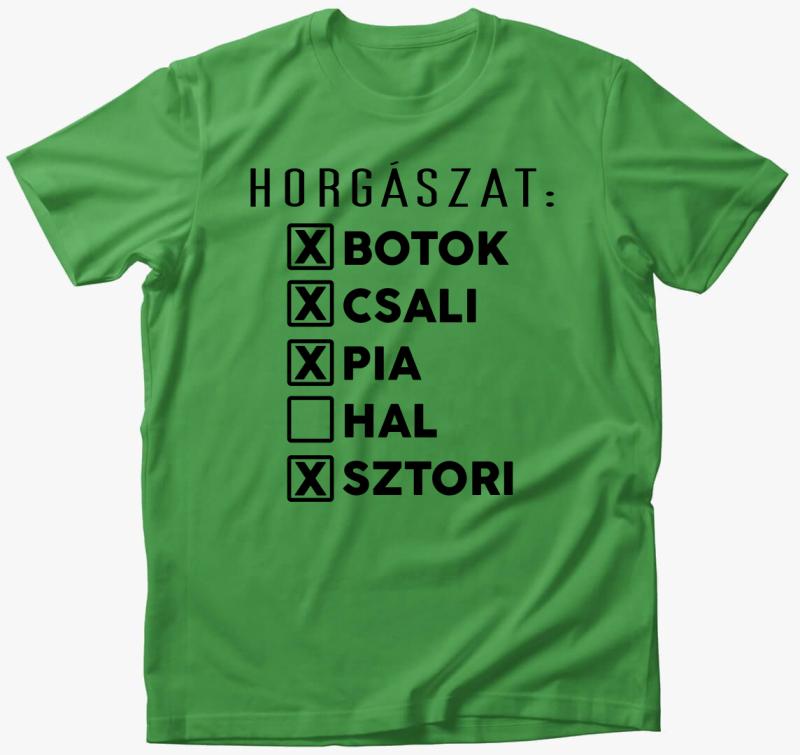 Horgász lista póló — Almazöld