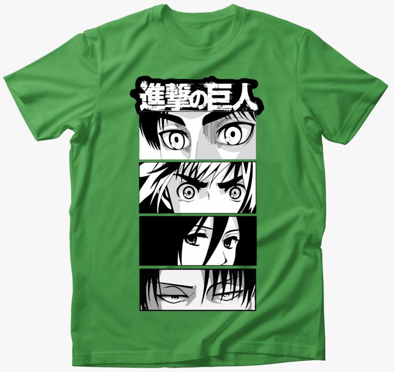 Attack on Titan csapat felirat póló — Almazöld