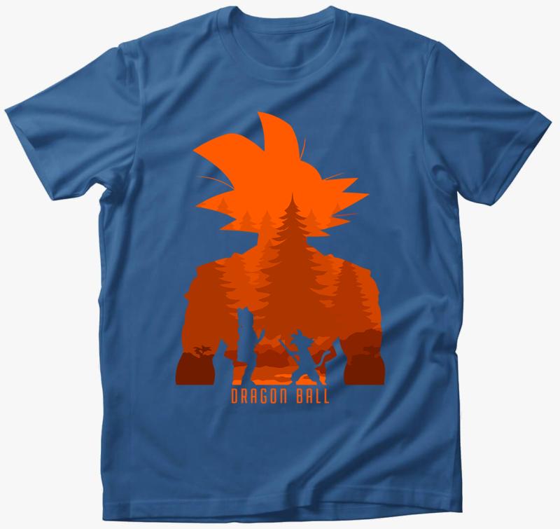 Goku sziluett póló — Azúrkék