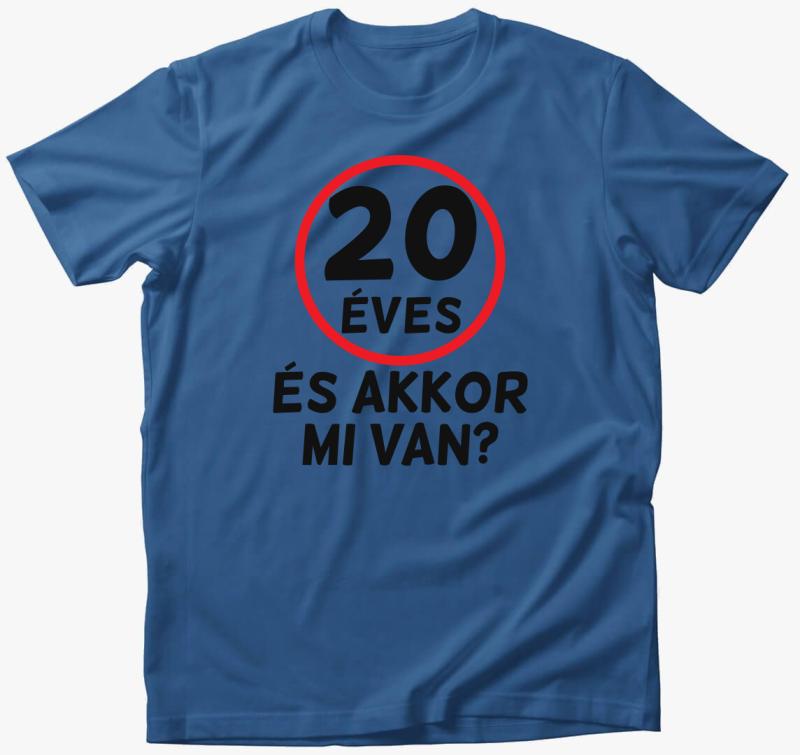 Születésnapi (beírható évszámmal!) éves és akkor mi van póló — Azúrkék