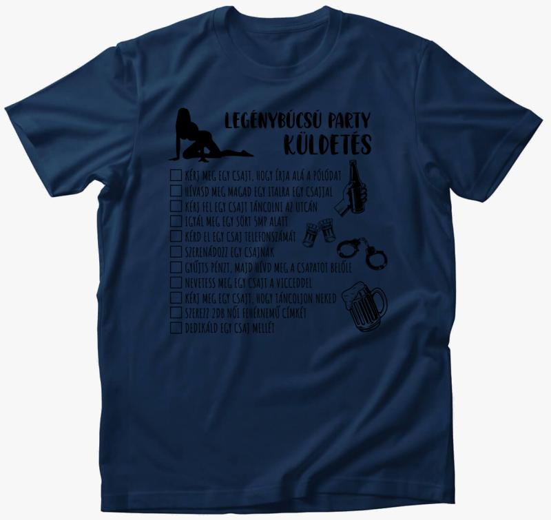 Legénybúcsú party feladatok póló — Éjkék