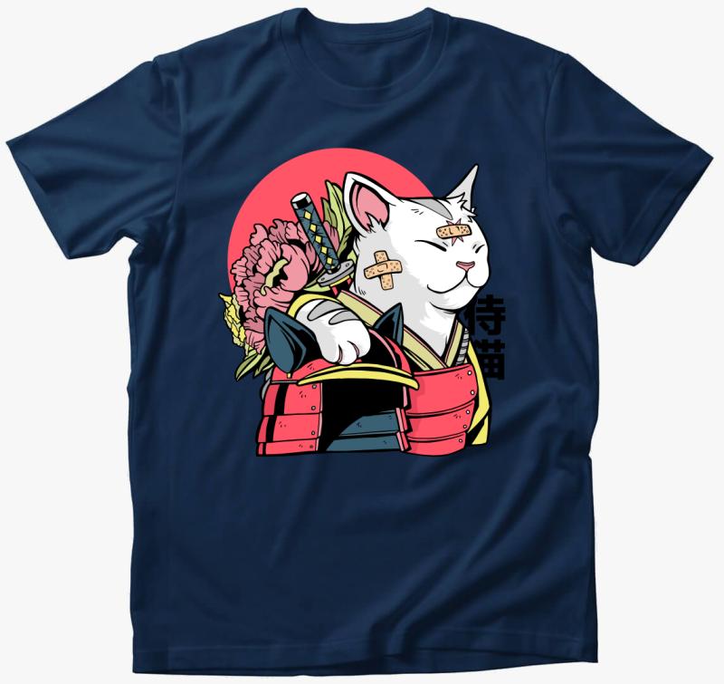 Samurai Cica póló — Éjkék