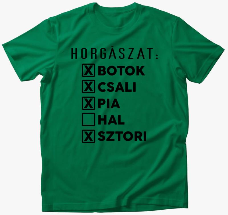 Horgász lista póló — Fűzöld