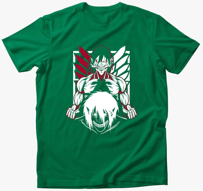 Attack on Titan Eren Yeager Titán póló — Fűzöld