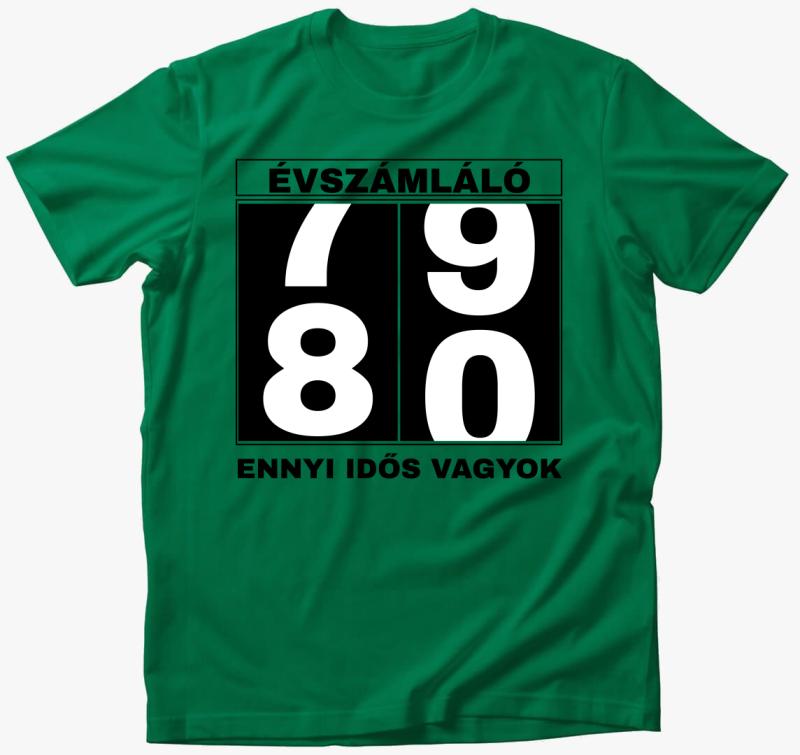 Évszámlálpóló 80 éves szülinapi póló — Fűzöld