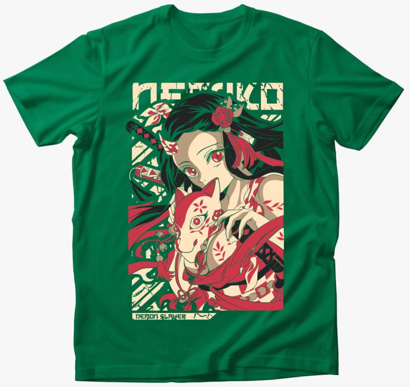 Demon Slayer - Nezuko póló — Fűzöld