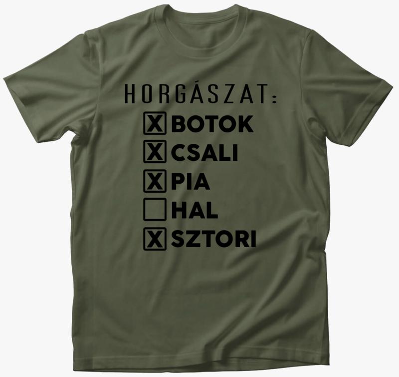 Horgász lista póló — Khaki