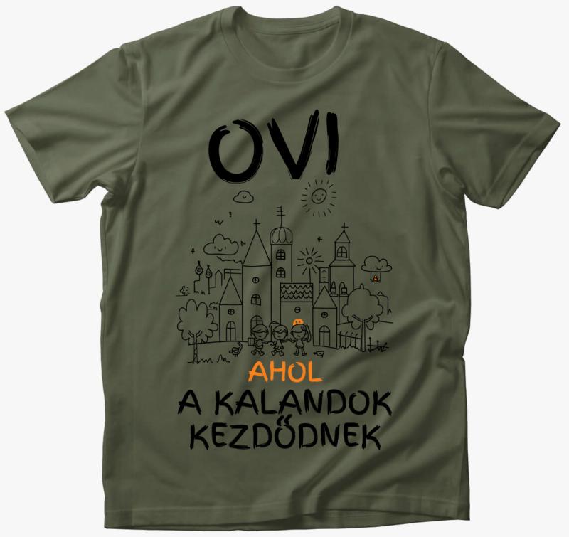 Ovi, ahol a kalandok kezdődnek póló — Khaki