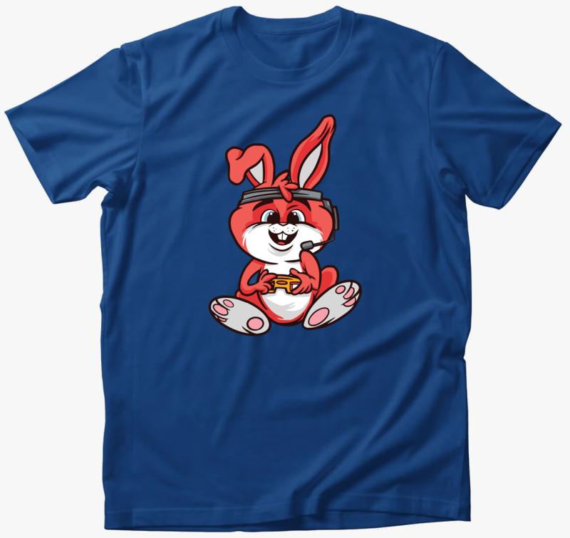 Gamer nyuszi póló — Királykék