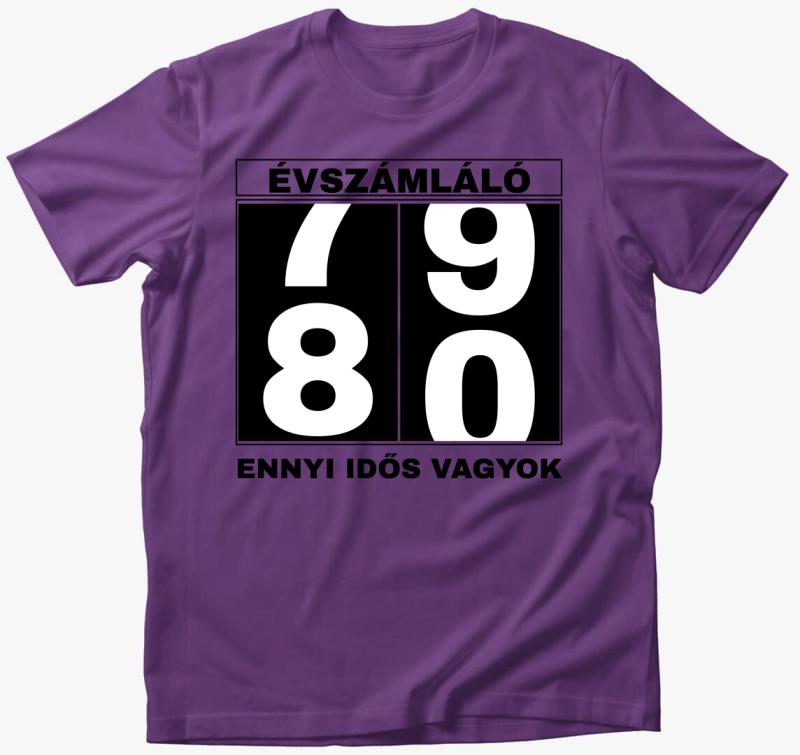 Évszámlálpóló 80 éves szülinapi póló — Lila