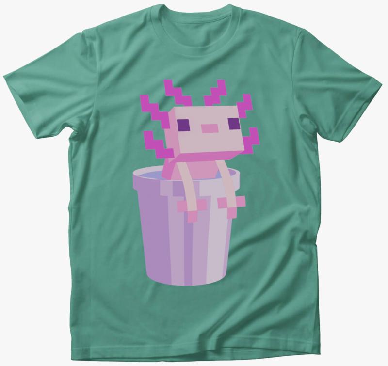 Minecraft axolotl a vödörben póló — Menta