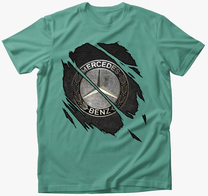 Repedezett Mercedes Benz póló — Menta