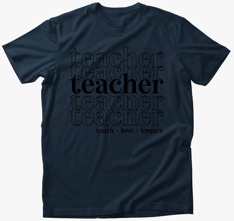 Teach love inspire póló — Tengerészkék