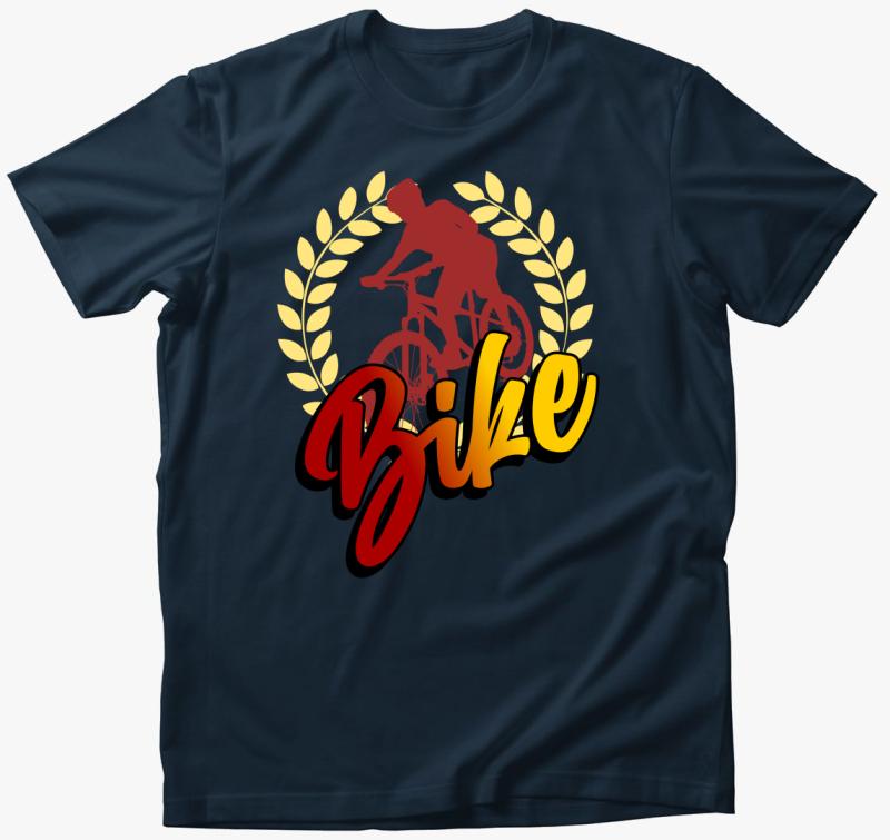 Bike mintás póló — Tengerészkék