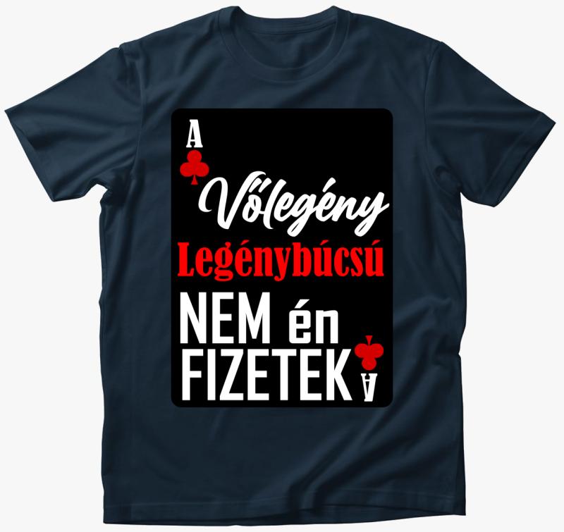 Legénybúcsús kártyás Vőlegény feliratos póló — Tengerészkék