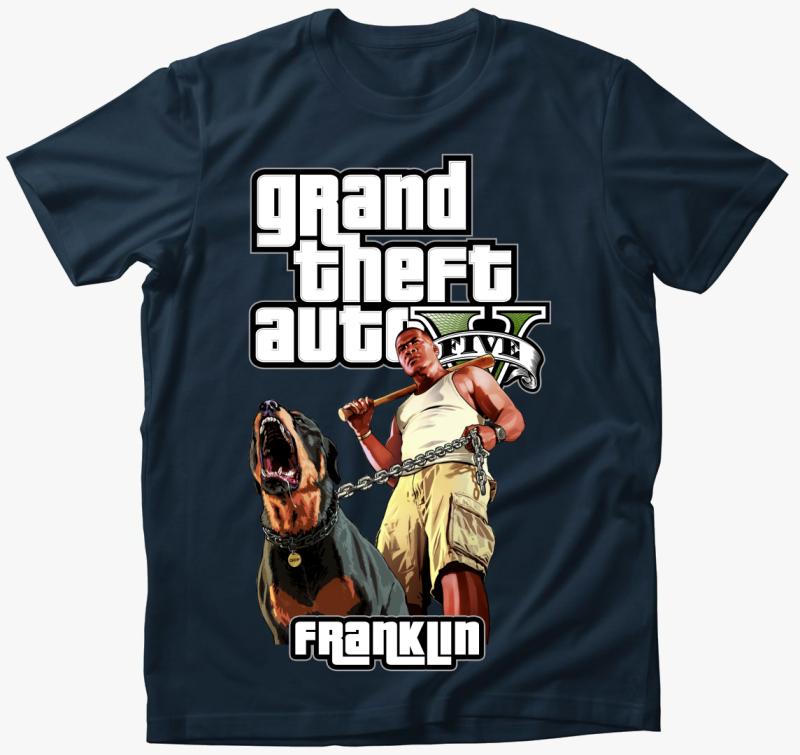 GTA 5 Franklin póló — Tengerészkék