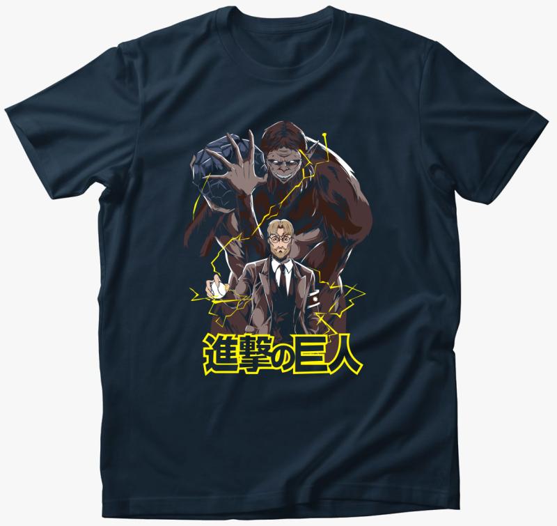 Attack on Titan - Bestia titán formái póló — Tengerészkék