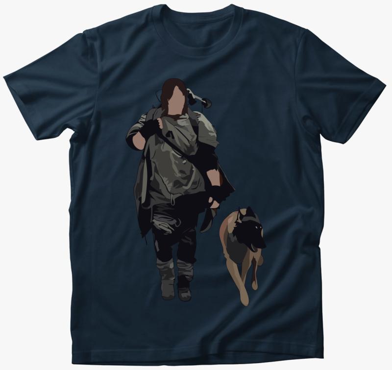 Daryl and Dog póló — Tengerészkék