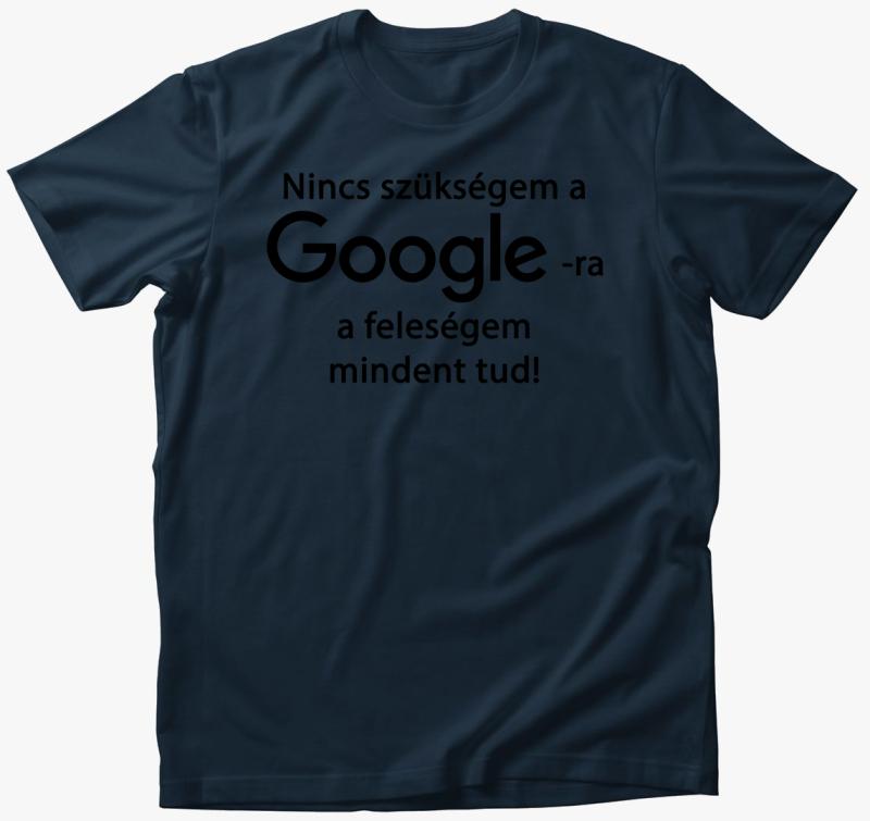Google vs feleségem póló — Tengerészkék