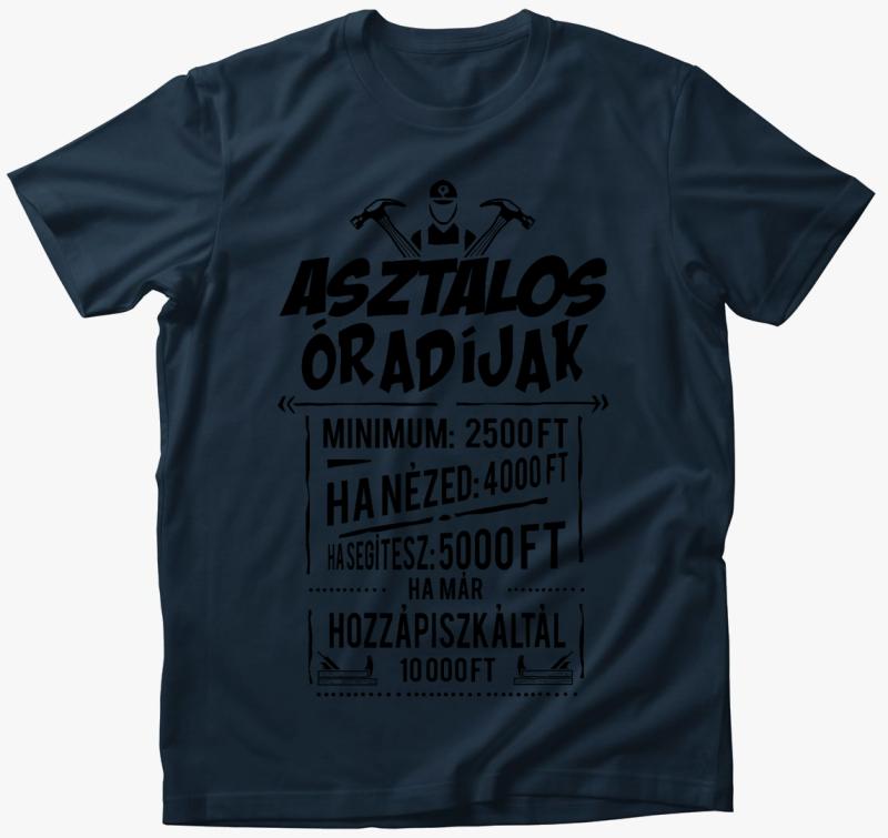 Asztalos Óradíjak póló — Tengerészkék