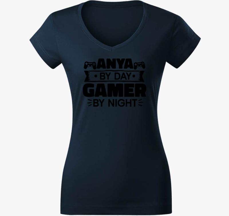 Gamer Anya póló — Tengerészkék