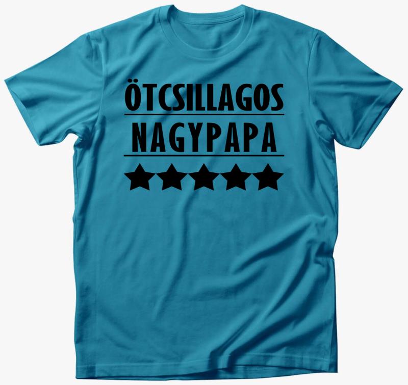 Ötcsillagos nagypapa póló — Türkiz
