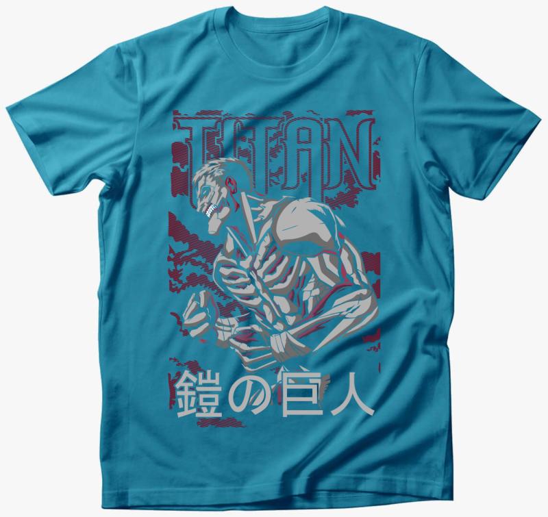 Attack On Titan - The Armored Titan póló — Türkiz
