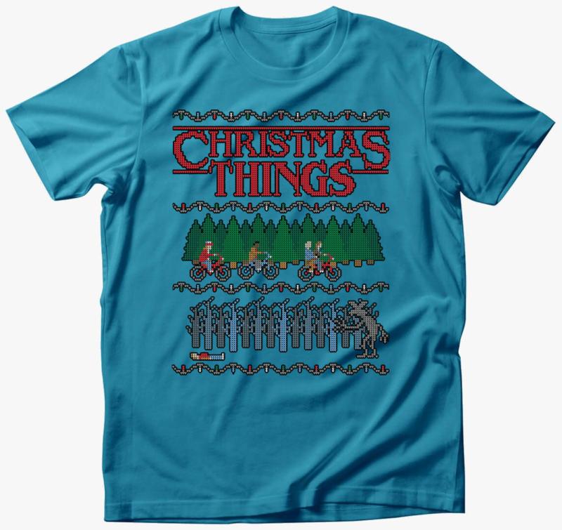 Christmas Things - Stranger Things póló — Türkiz
