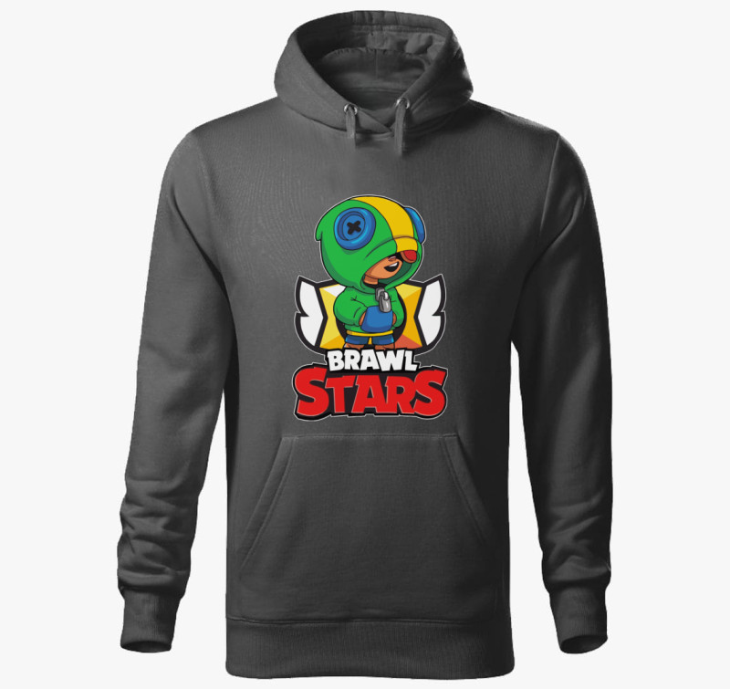 Brawl Stars - Leon kapucnis pulóver — Acélszürke
