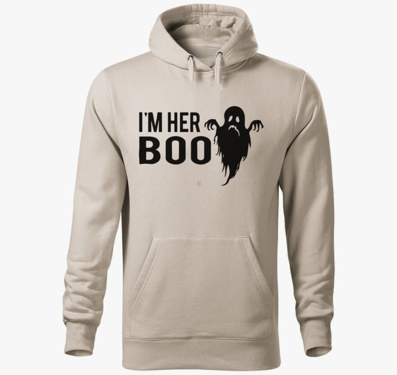 I'm her Boo kapucnis pulóver — Drapp szürke