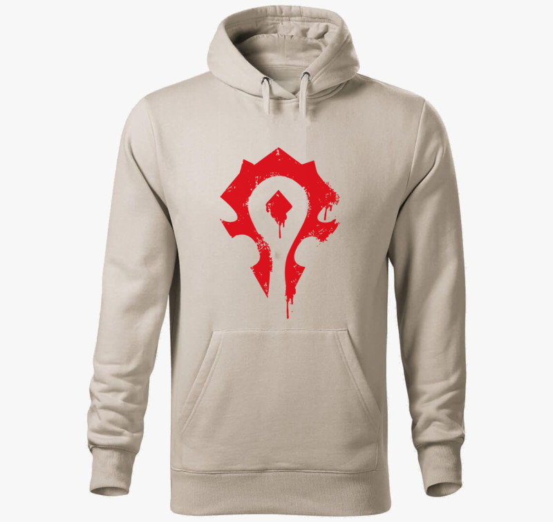 Warcraft Horde Symbol kapucnis pulóver — Drapp szürke