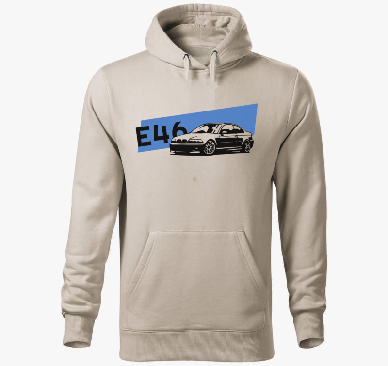 BMW E46 feliratos kapucnis pulóver — Drapp szürke