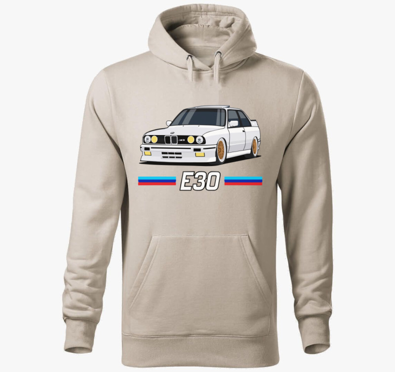 BMW e30 autó kapucnis pulóver — Drapp szürke