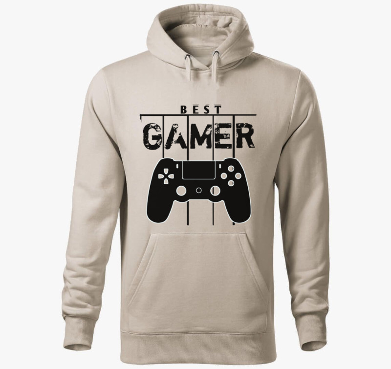 Best Gamer kapucnis pulóver — Drapp szürke